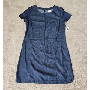 Old Navy Denim Shirt Dress Womens Small Petite Dark Wash knee length